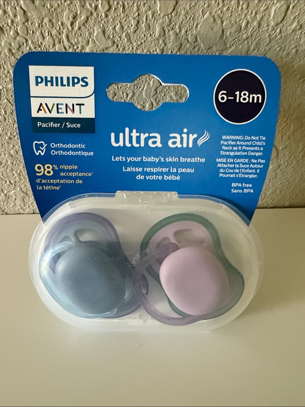Philips Avent Ultra Air Pacifiers 6-18M - Blue & Pink (2-Pack)